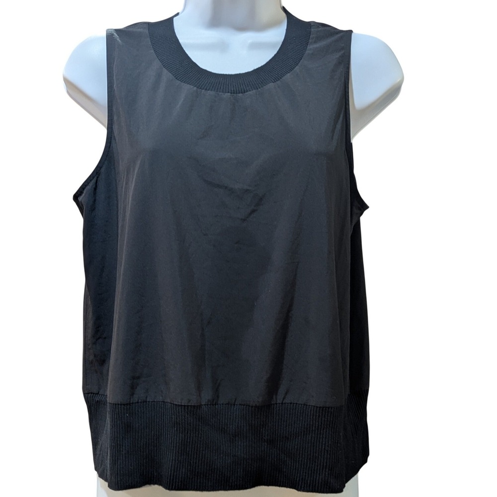 Athleta Womens Black Zephyr Sleeveless Ribbed Trim Shell‎ Top Size S Athleisure